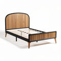 Wood and metal twin bed frame with slatted headboard and footboard 200 x 100 x 40cm