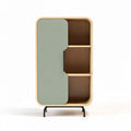 Wooden storage cabinet with green door and metal legs 80 x 40 x 120cm