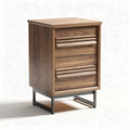 Wooden nightstand with three drawers and metal base 45 x 40 x 60cm