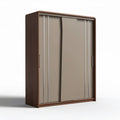 Sliding wardrobe cabinet with neutral brown finish and dimensions 100 x 50 x 200cm