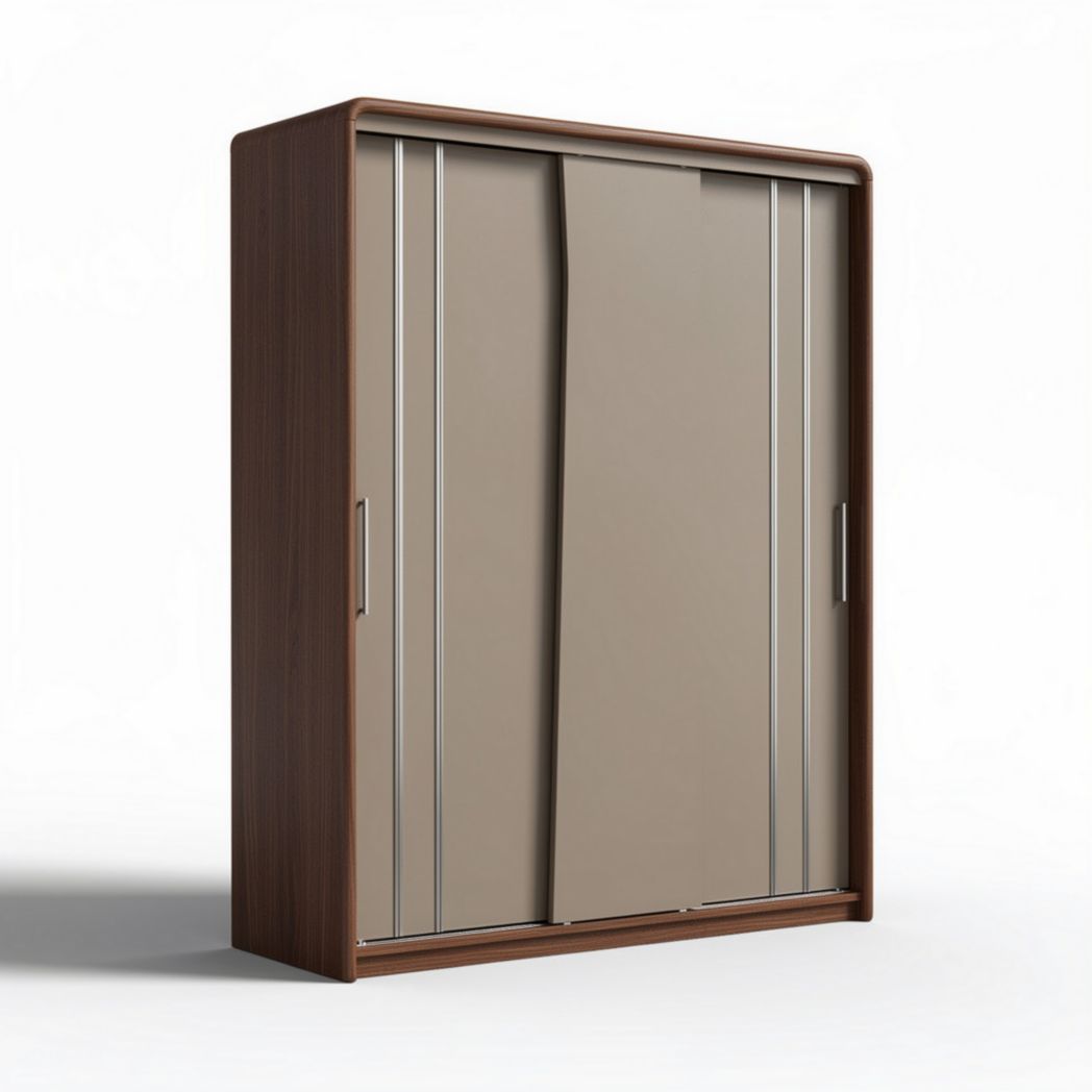 Sliding wardrobe cabinet with neutral brown finish and dimensions 100 x 50 x 200cm