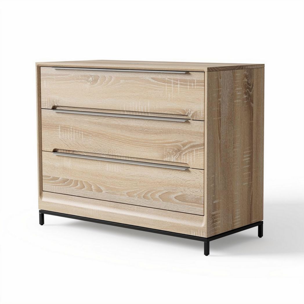 Wooden dresser with three drawers 90 x 40 x 75cm light oak finish
