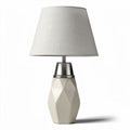 Geometric table lamp with fabric shade and ceramic base 25 x 25 x 50cm