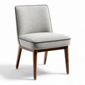 Upholstered accent chair in light gray fabric with wooden legs 45 x 50 x 80cm