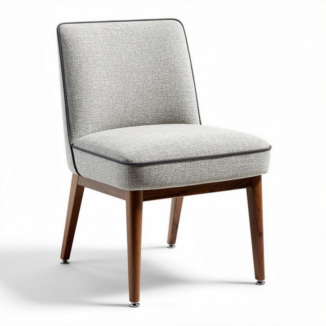 Upholstered accent chair in light gray fabric with wooden legs 45 x 50 x 80cm