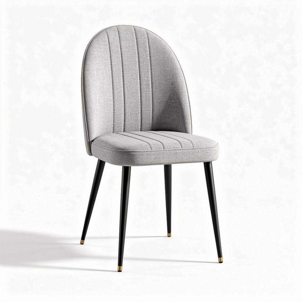 Fabric dining chair with arched back and metal legs in gray 45 x 45 x 85cm