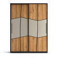 Modern wooden sliding wardrobe with metal frame 180 x 120 x 60cm