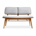 Mid-century modern loveseat with fabric upholstery and wooden frame 150 x 70 x 80cm