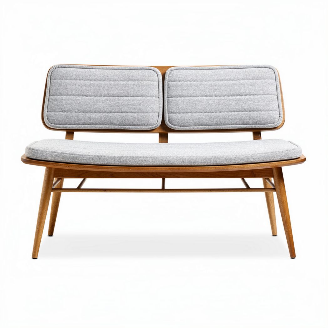 Mid-century modern loveseat with fabric upholstery and wooden frame 150 x 70 x 80cm